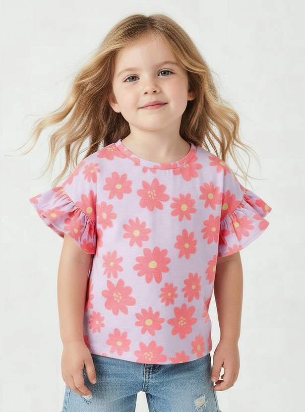 Juniors Floral Print T-shirt