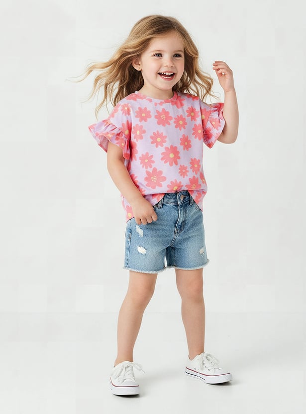 Juniors Floral Print T-shirt
