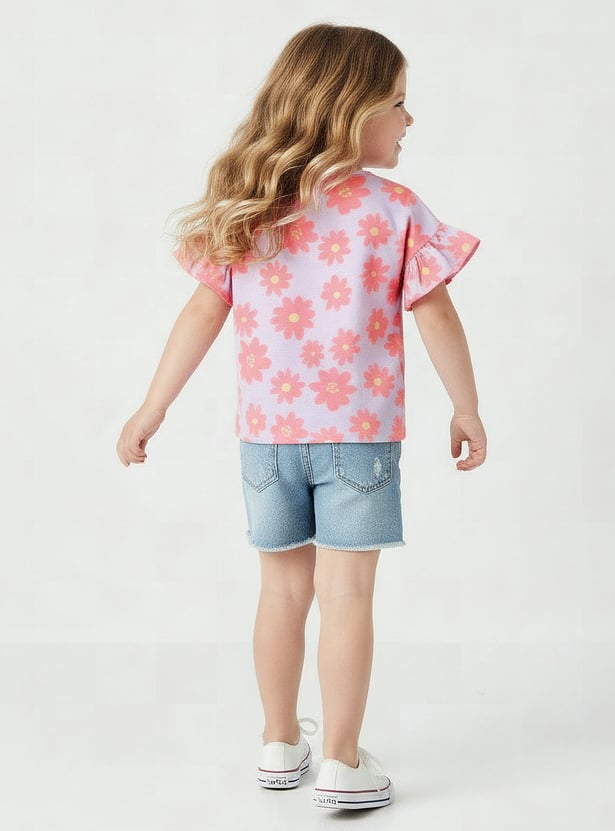 Juniors Floral Print T-shirt