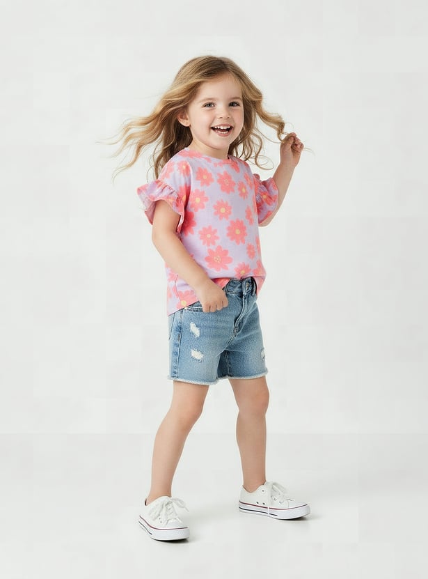 Juniors Floral Print T-shirt