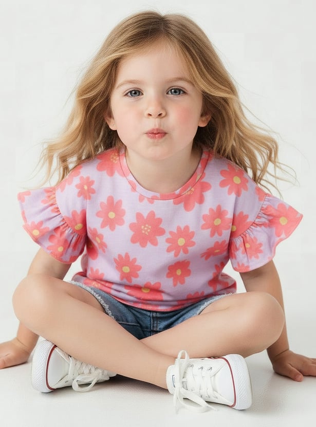Juniors Floral Print T-shirt