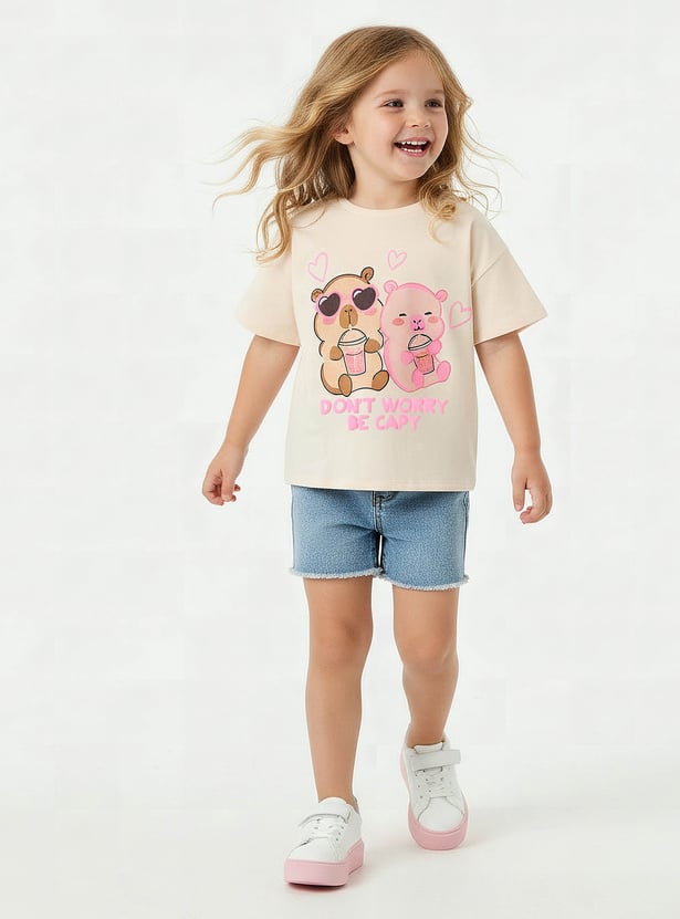 Juniors Bear Print T-shirt