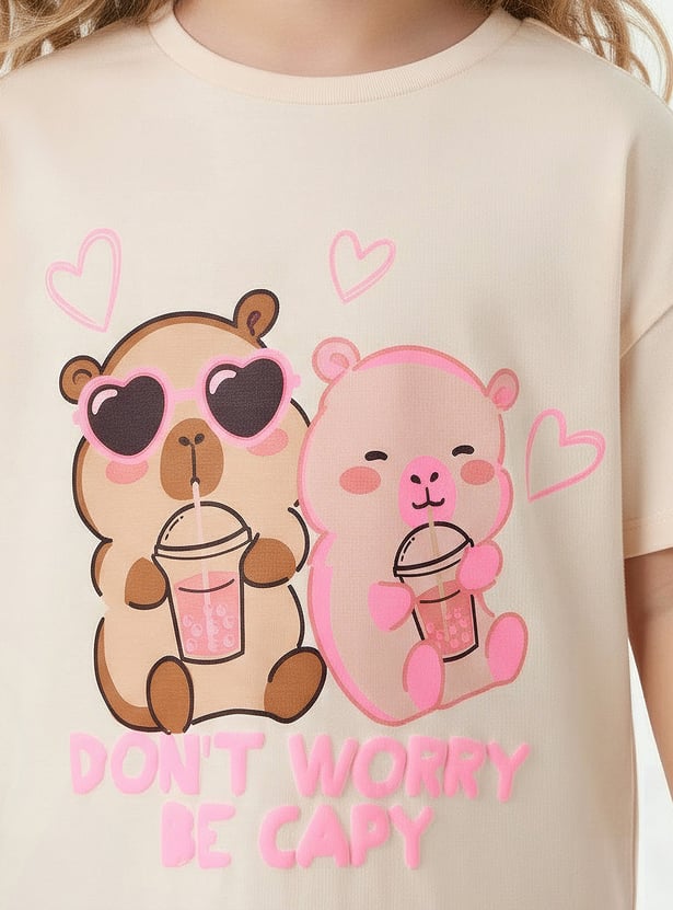 Juniors Bear Print T-shirt
