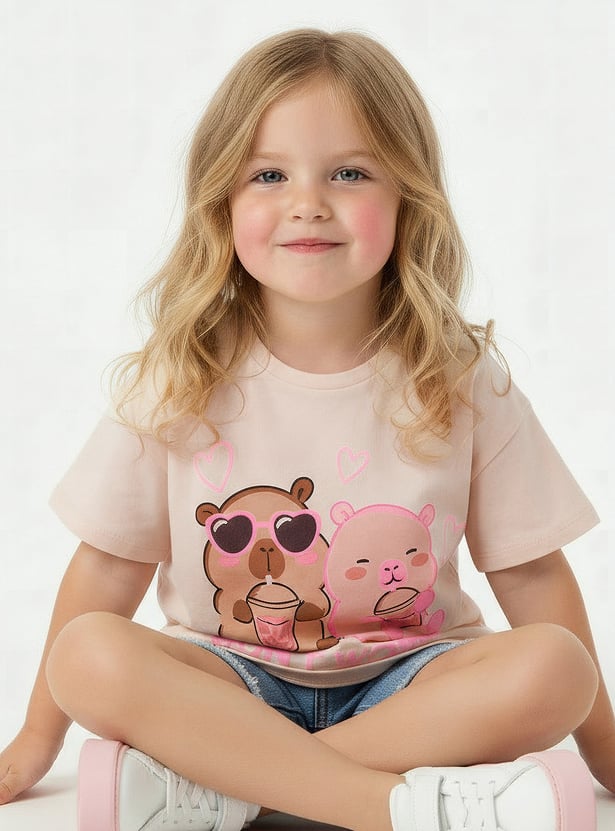 Juniors Bear Print T-shirt
