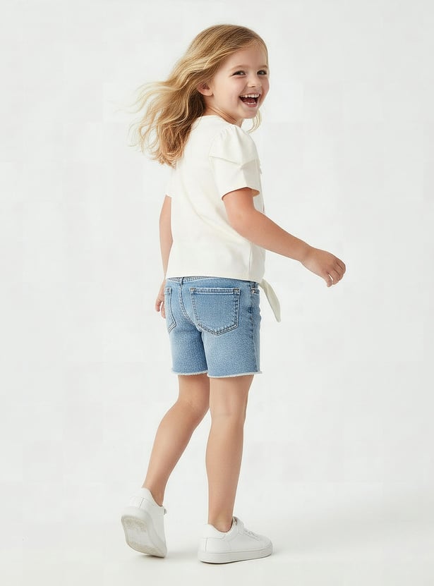 Juniors Floral Applique T-shirt