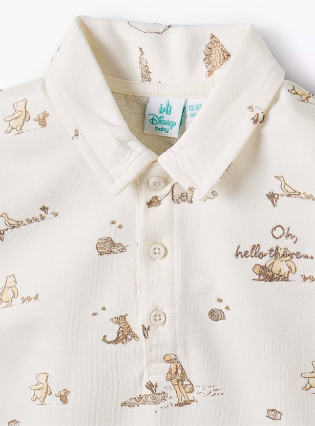 Juniors Winnie the Pooh Print Polo T-shirt and Shorts Set