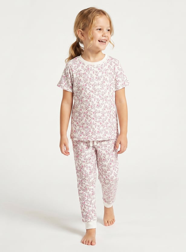 Juniors Floral Print T-shirt & Pyjama Set