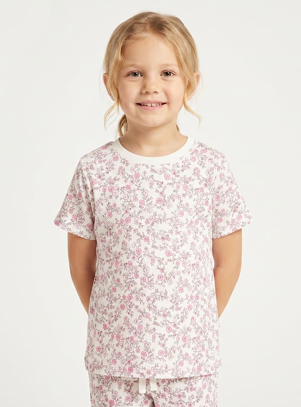 Juniors Floral Print T-shirt & Pyjama Set