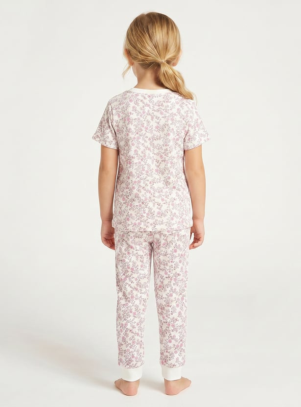 Juniors Floral Print T-shirt & Pyjama Set