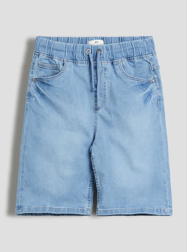 Juniors Solid Denim Shorts