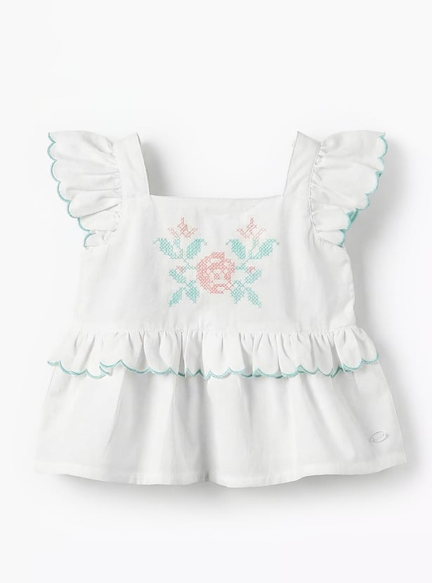 Giggles Embroidered Top and Shorts Set with Headband