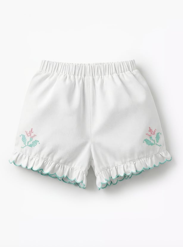 Giggles Embroidered Top and Shorts Set with Headband
