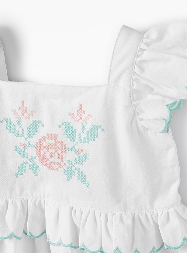 Giggles Embroidered Top and Shorts Set with Headband