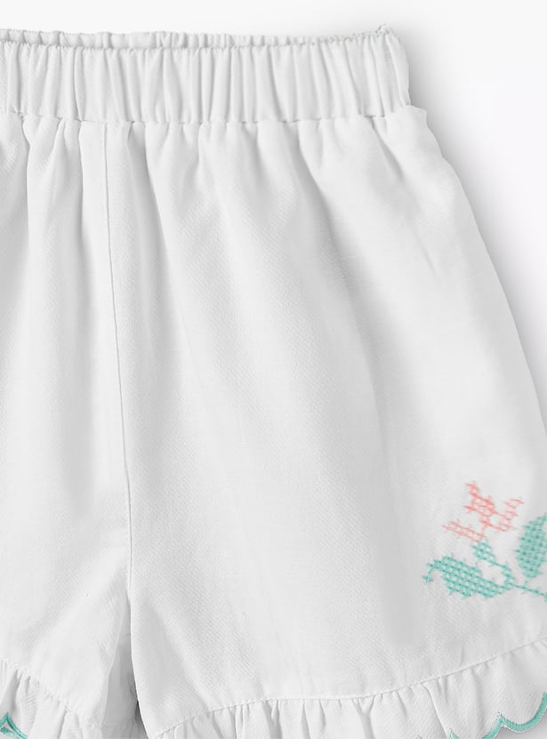 Giggles Embroidered Top and Shorts Set with Headband
