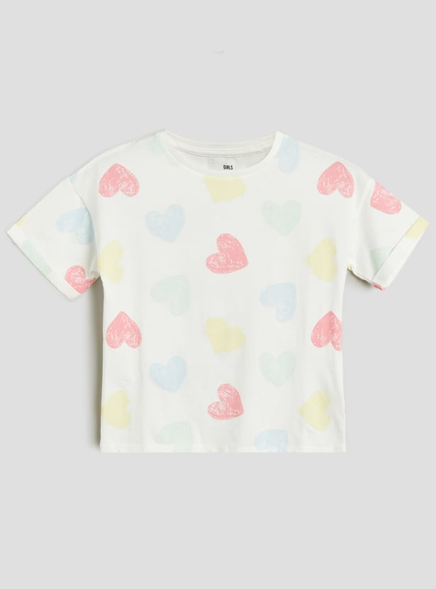 Juniors Heart Print T-shirt