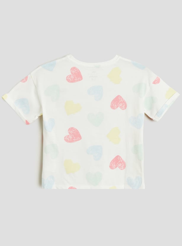 Juniors Heart Print T-shirt