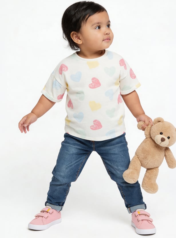 Juniors Heart Print T-shirt