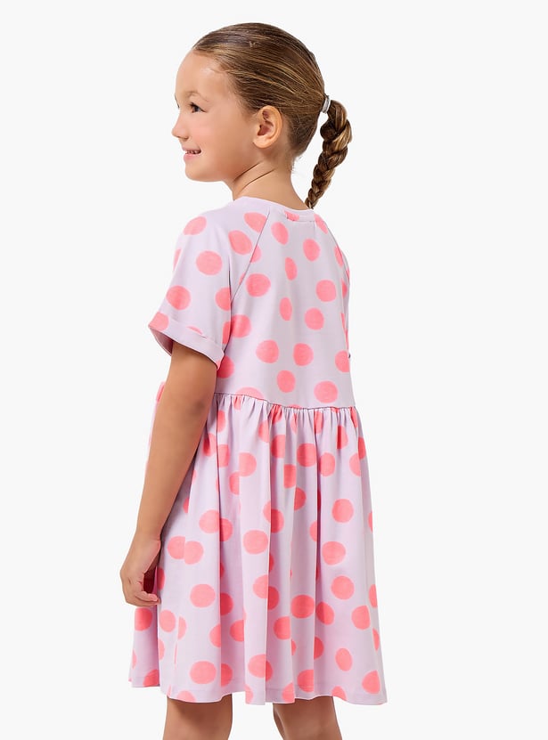 Juniors Polka Dot Print A-line Dress
