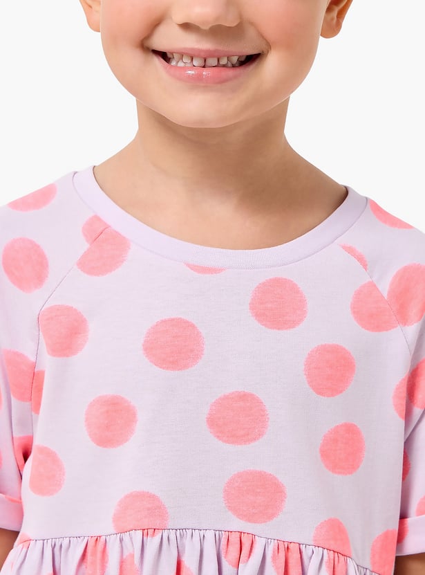 Juniors Polka Dot Print A-line Dress