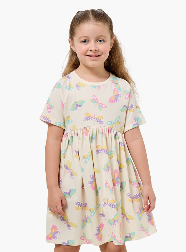 Juniors Butterfly Print A-line Dress