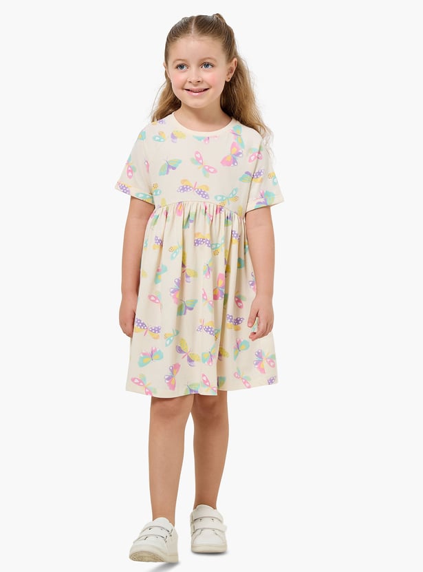 Juniors Butterfly Print A-line Dress
