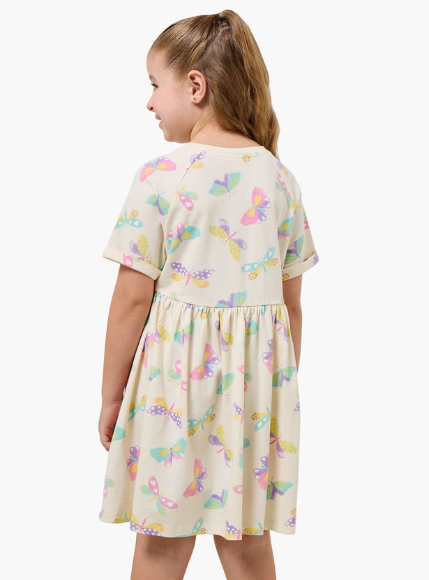 Juniors Butterfly Print A-line Dress