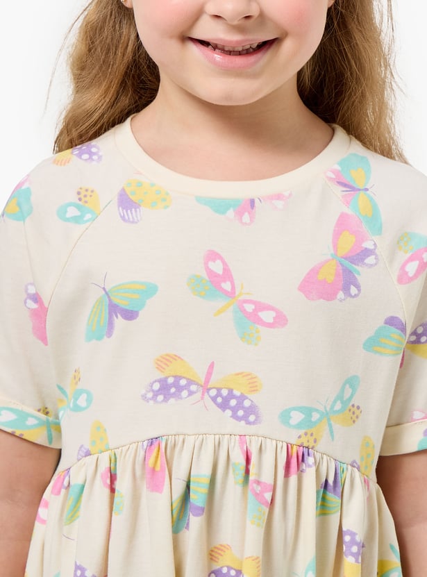 Juniors Butterfly Print A-line Dress