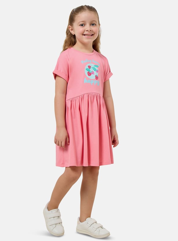 Juniors Strawberry Print A-line Dress