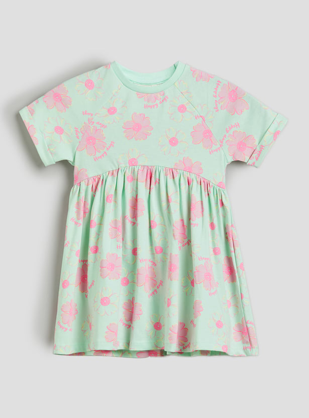 Juniors Floral Print A-Line Dress