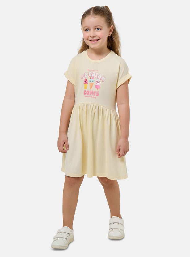 Juniors Printed A-line Dress