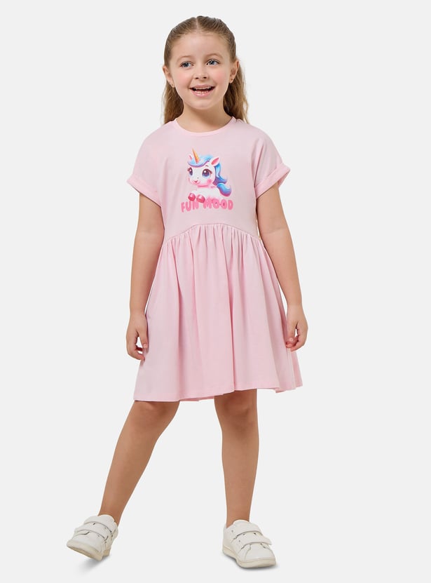 Juniors Unicorn Print A-line Dress