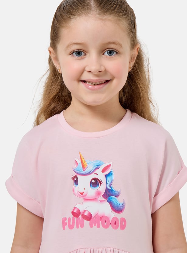 Juniors Unicorn Print A-line Dress