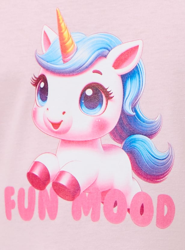 Juniors Unicorn Print A-line Dress