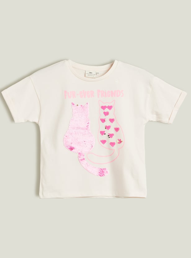 Juniors Flip Sequinned T-shirt