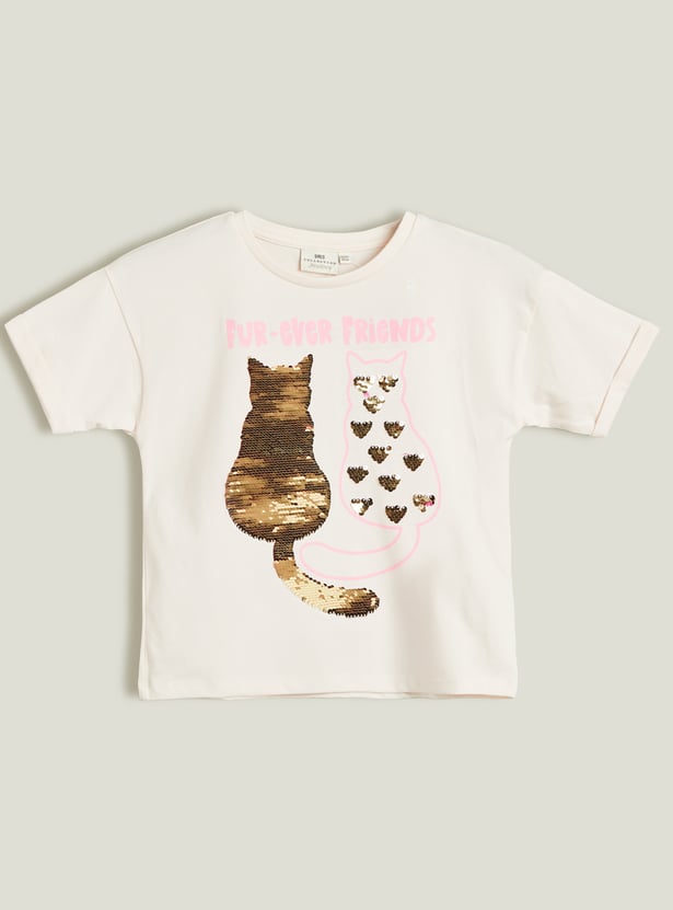 Juniors Flip Sequinned T-shirt