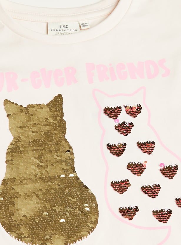 Juniors Flip Sequinned T-shirt
