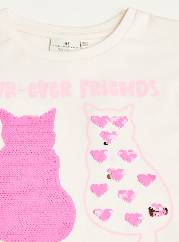 Juniors Flip Sequinned T-shirt