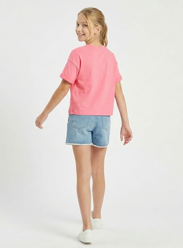 Juniors Butterfly Sequin T-shirt