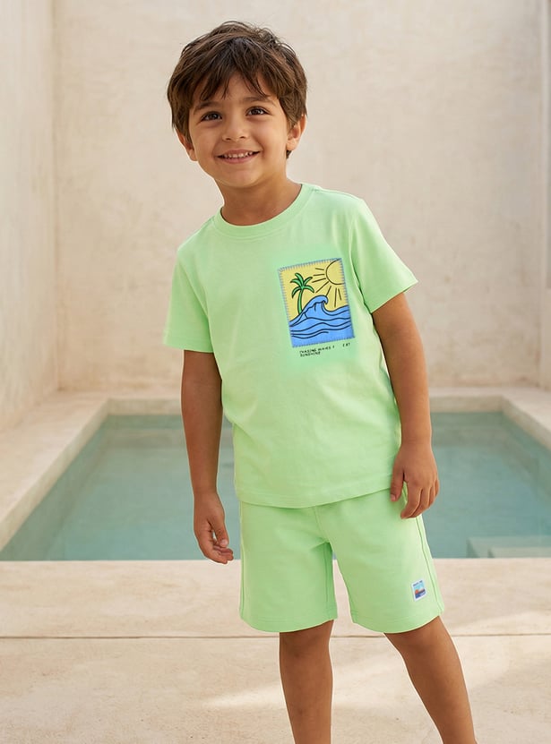 Juniors 3 Piece Printed T-shirt and Shorts Set