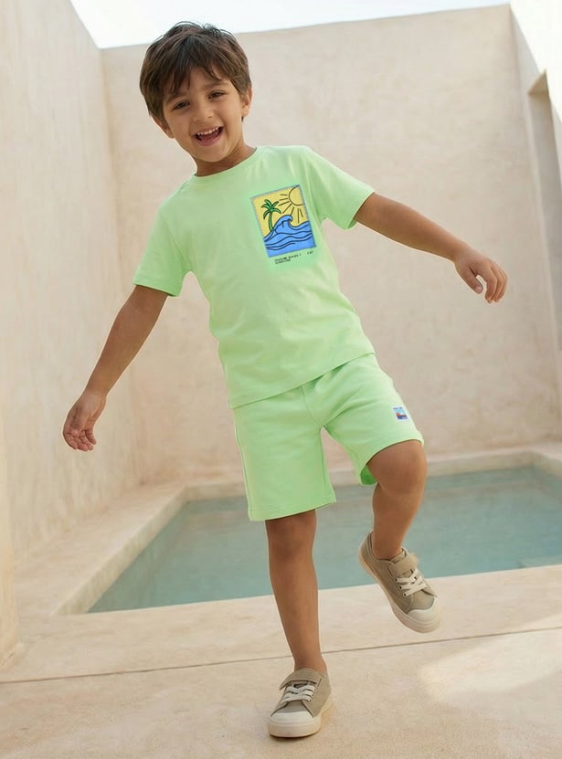 Juniors 3 Piece Printed T-shirt and Shorts Set
