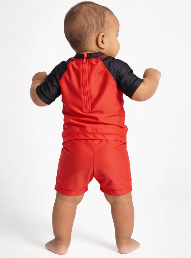 Juniors Spiderman Print Rash Guard Shorts Set