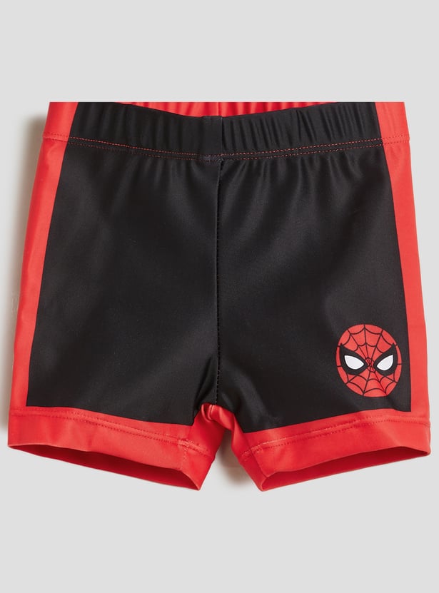 Juniors Spiderman Print Rash Guard Shorts Set