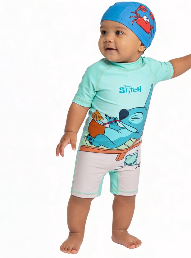 Juniors Stitch Print Swimsuit