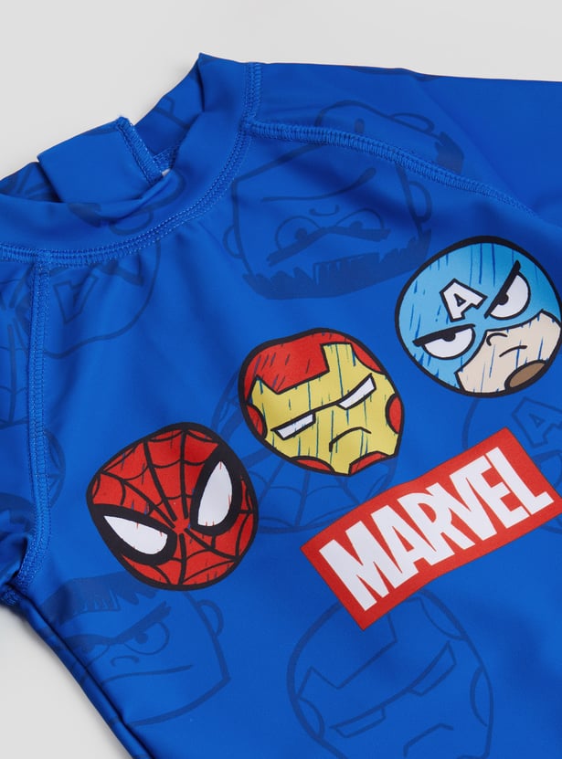 Juniors Avengers Print Swimsuit