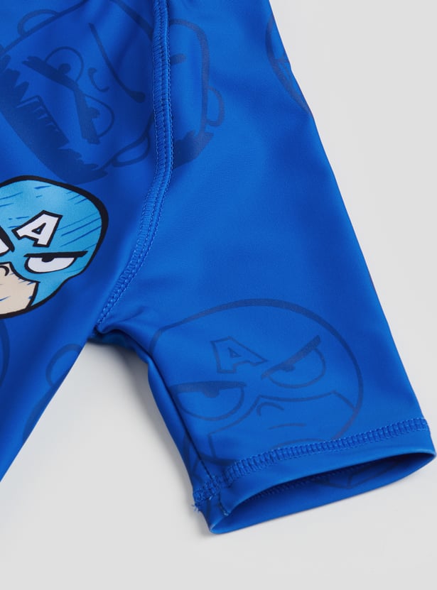 Juniors Avengers Print Swimsuit
