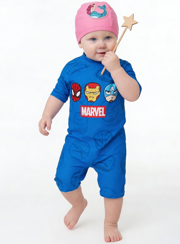 Juniors Avengers Print Swimsuit