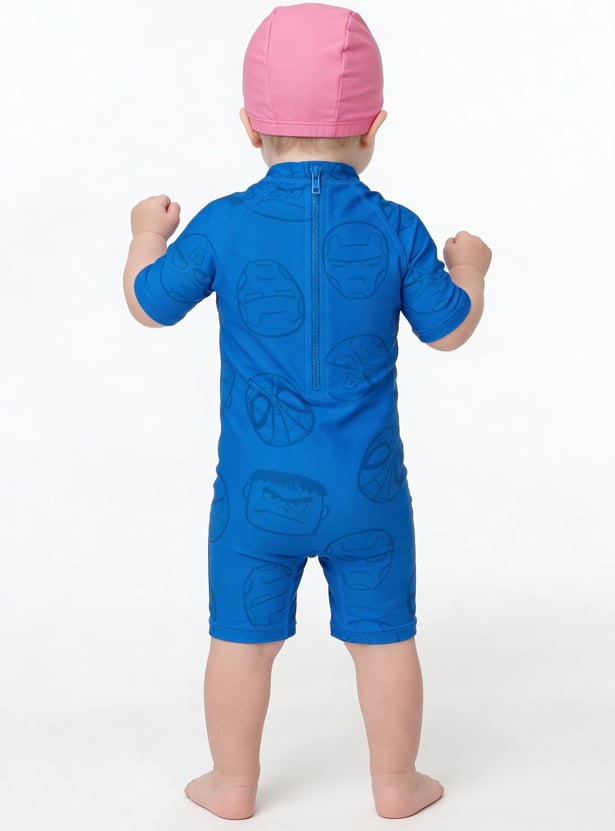 Juniors Avengers Print Swimsuit