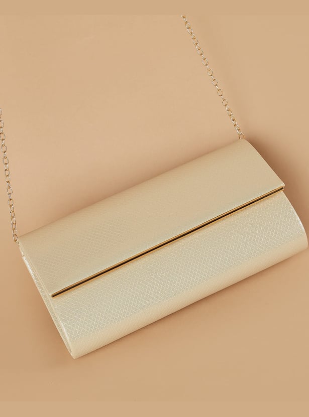 CODE Textured Clutch with Sling Strap