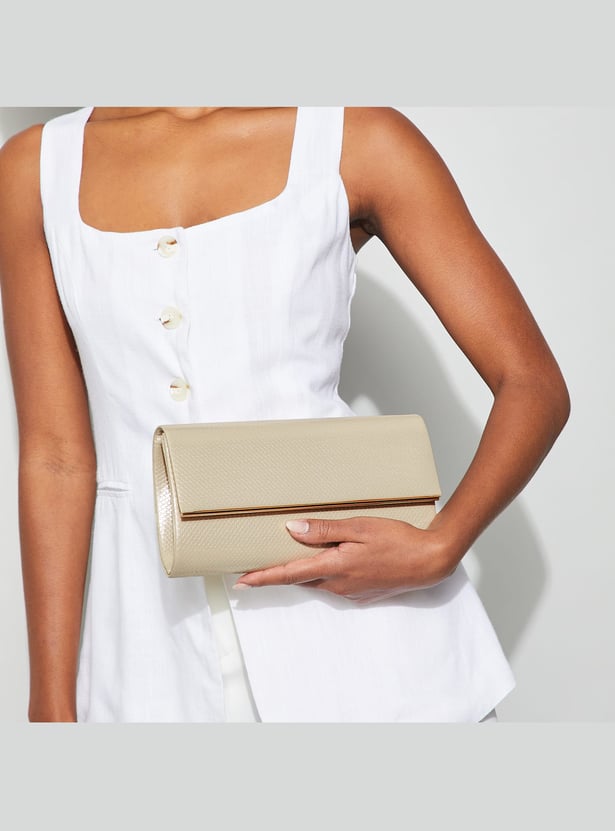 CODE Textured Clutch with Sling Strap