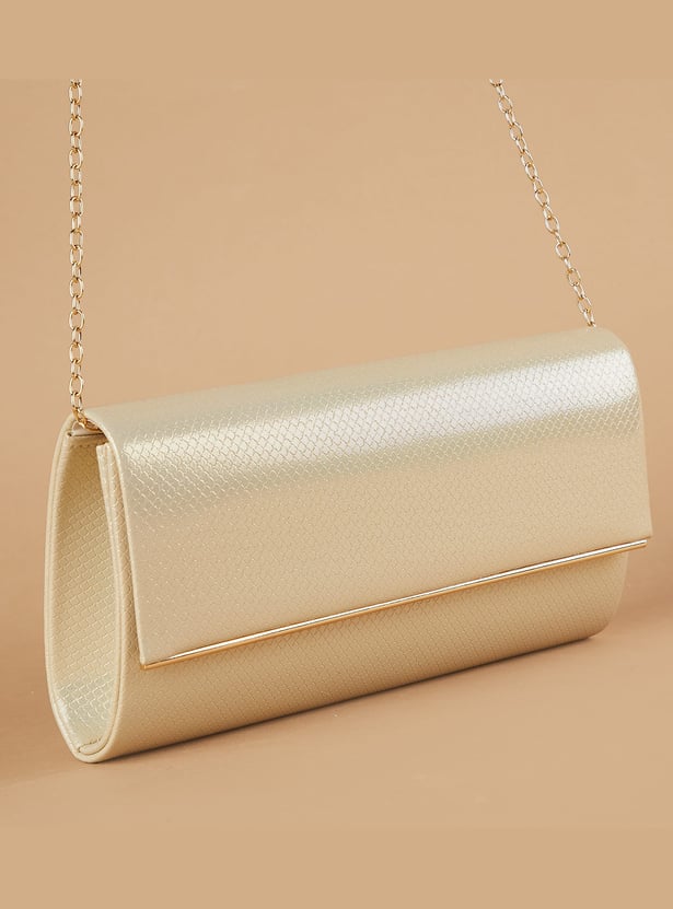 CODE Textured Clutch with Sling Strap